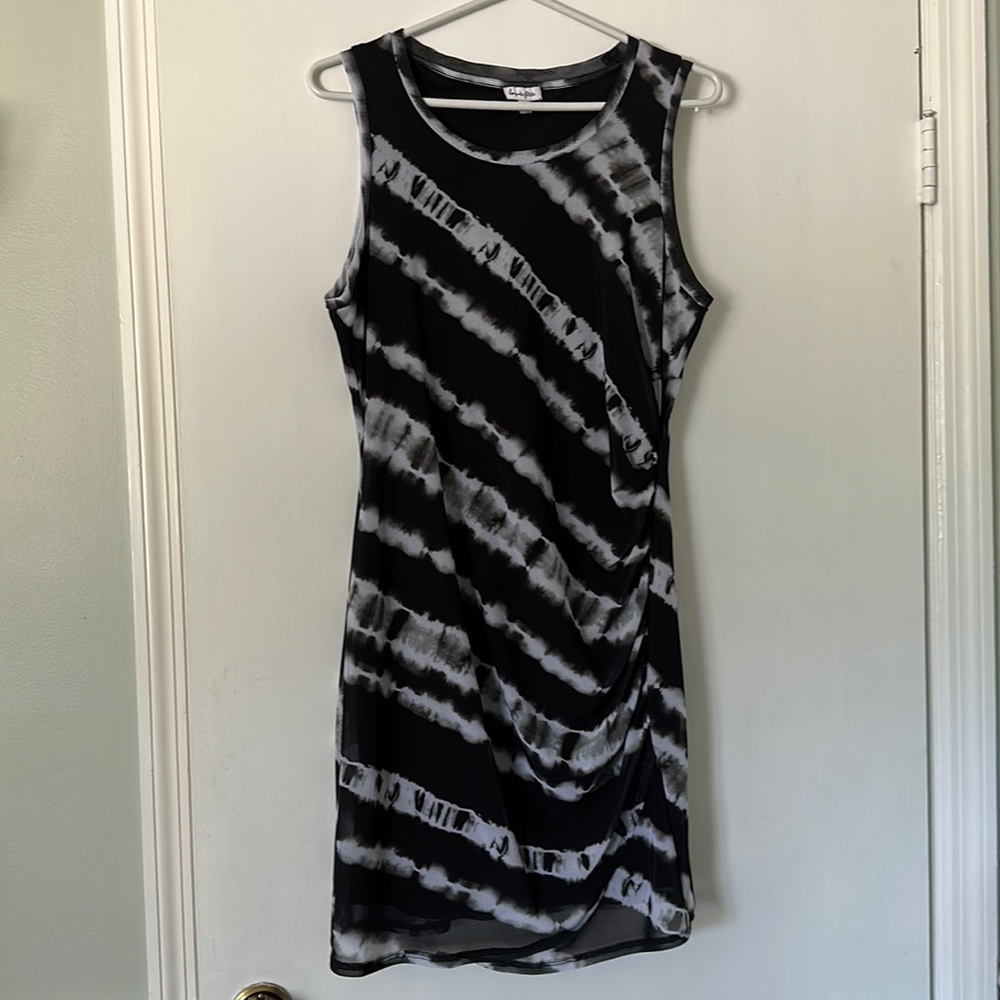 Black and gray tie dye dress